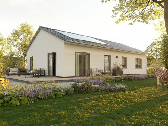 Bungalow 100 – modernes Wohnen mit Sonnenkraft Energieeffizienter Bungalow 100 Ecolution, vorbereitet für nachhaltige Solarenergienutzung